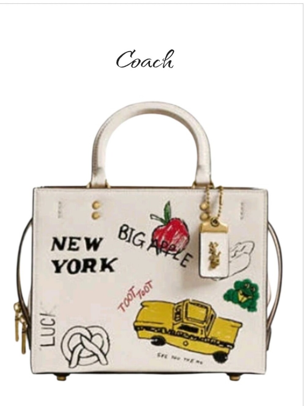 Coach Rogue 25 NYC Sketch Print Leather Satchel Crossbody Bag Chalk White - Picture 2 of 16